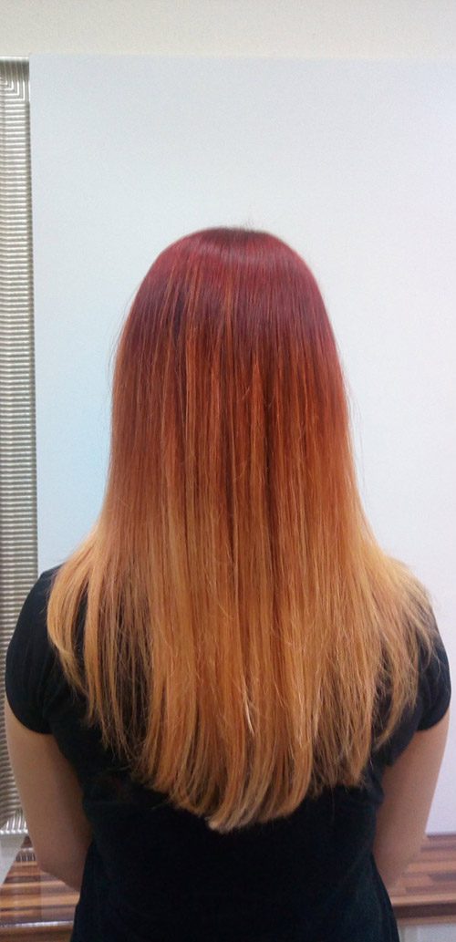 vörös-szőke egyenes haj
